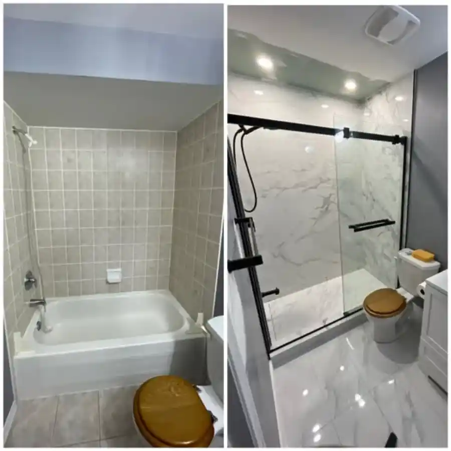 custom walk in shower design before & after