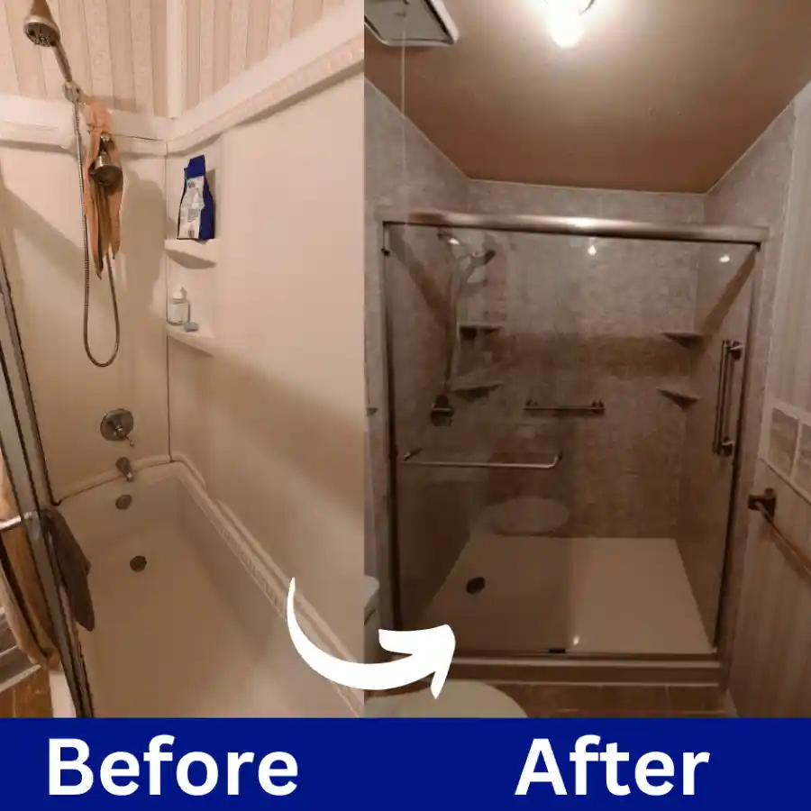 affordable low threshold shower installation before after