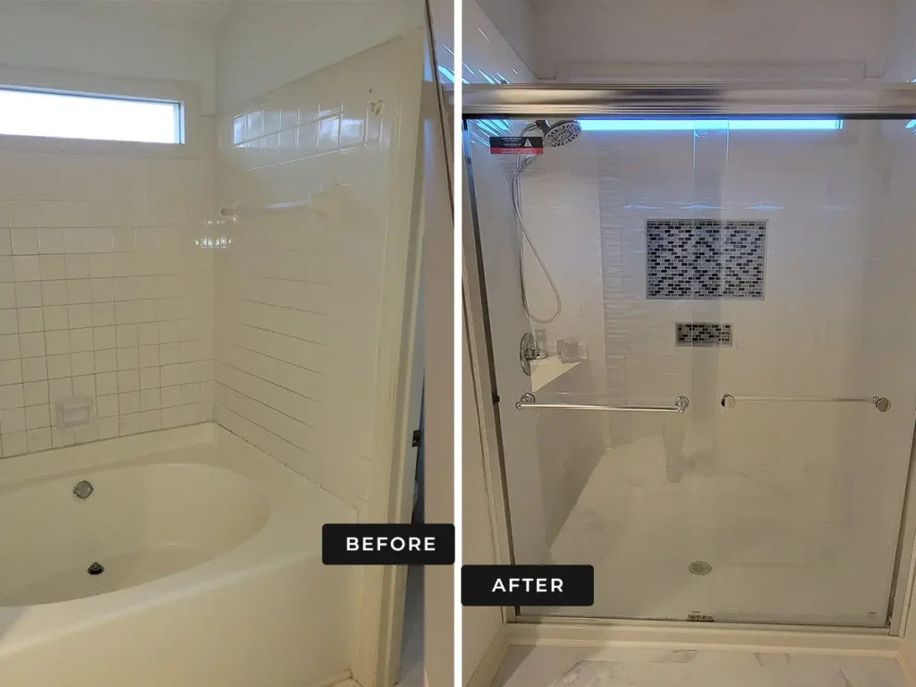 old tub removal in Conroe, TX before & after