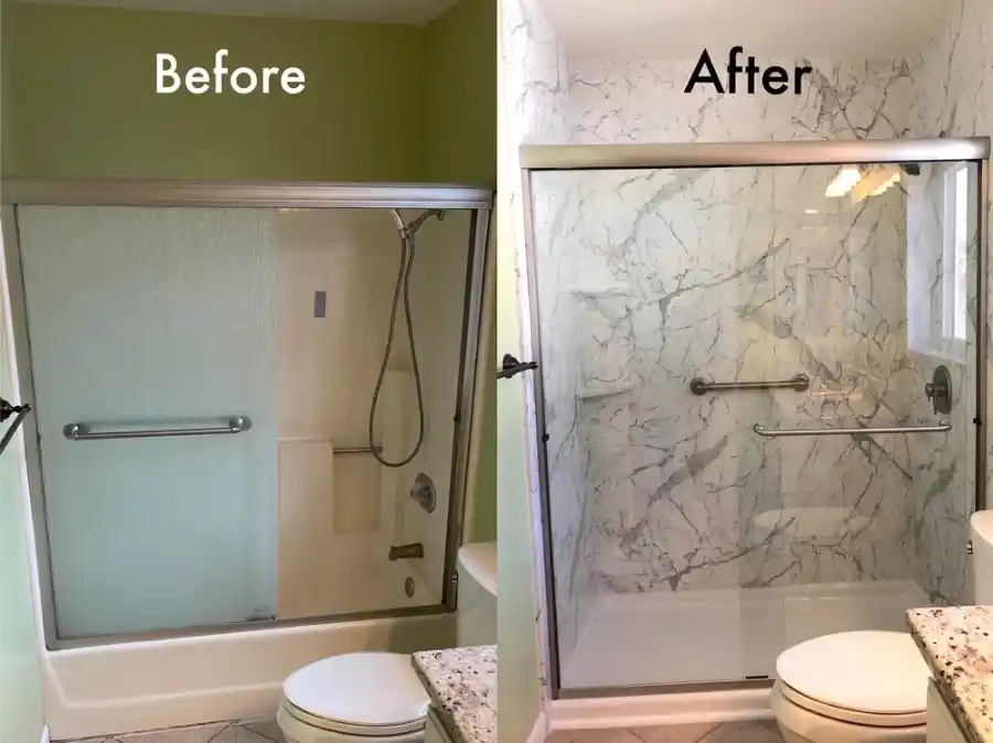 best shower base installation before after in conroe, TX
