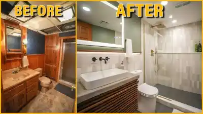 small bathroom upgrade conroe before after (The Woodlands)