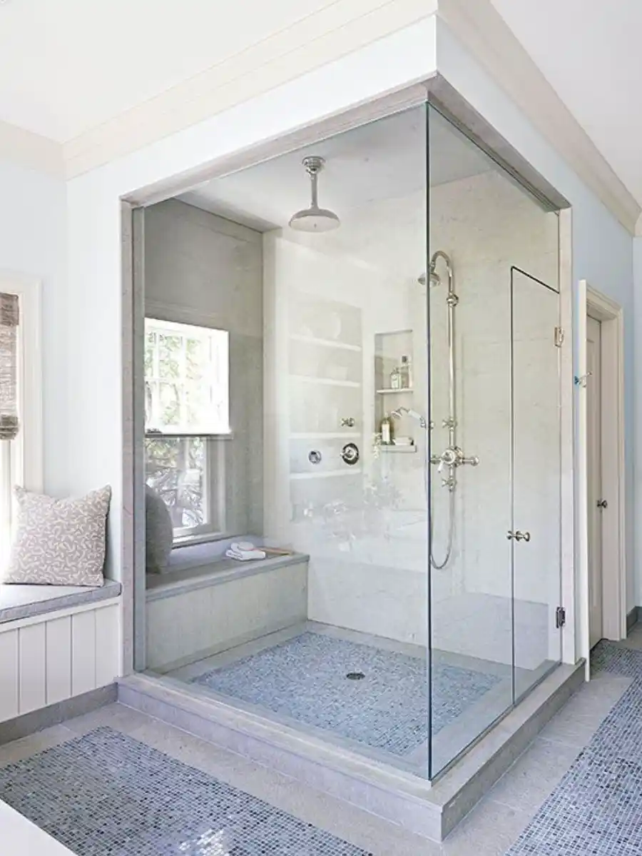 luxury walk in shower bathroom remodeling in The Woodland