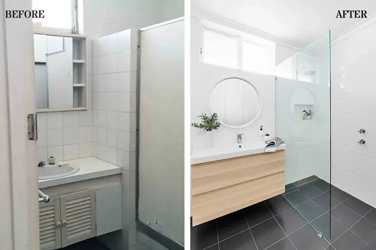 small bathroom makeover before & after in Porter, Tx